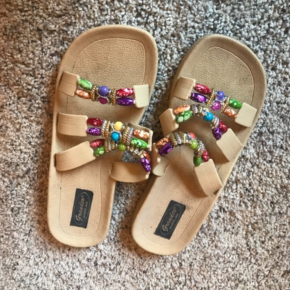 Grandco Shoes - Colorful beaded sandals